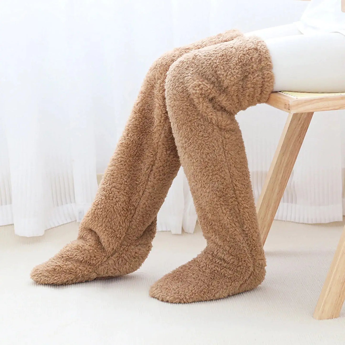 Grijze Fuzzy Thigh High Sokken - Diverse Kleuren