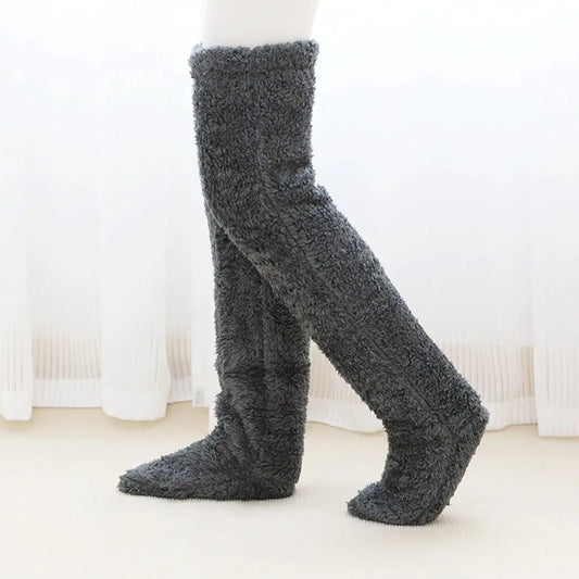 Grijze Fuzzy Thigh High Sokken - Diverse Kleuren
