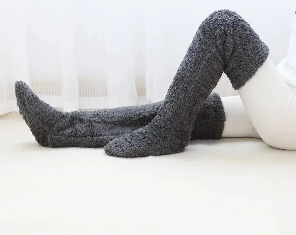 Groene Fuzzy Thigh High Sokken - Diverse Kleuren