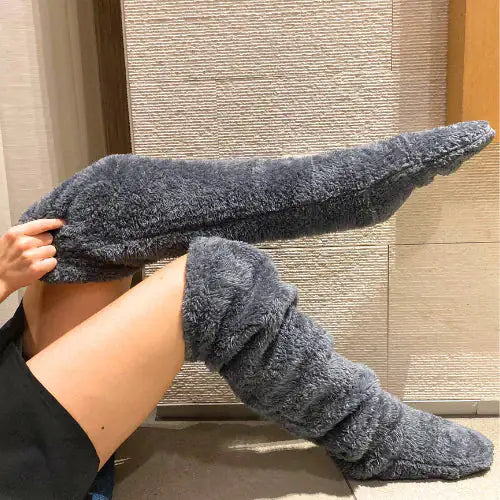 Roze Fuzzy Thigh High Sokken - Diverse Kleuren