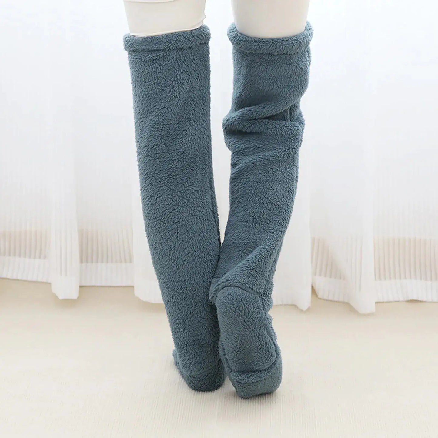 Grijze Fuzzy Thigh High Sokken - Diverse Kleuren
