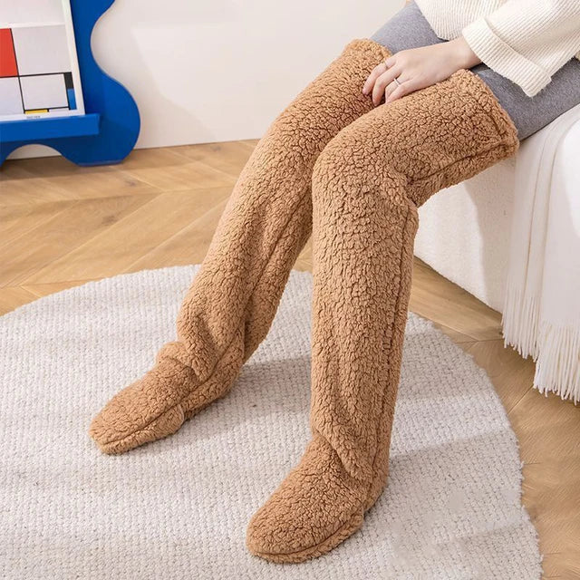 Blauwe Fuzzy Thigh High Sokken - Diverse Kleuren