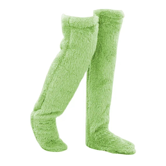 Lichtgroene Fuzzy Thigh High Sokken - Diverse Kleuren