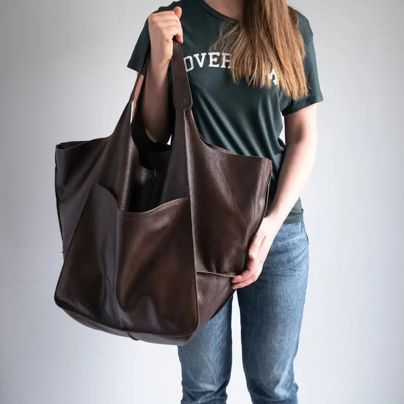 Extra Grote Schoudertas Kunstleer - Diverse Kleuren