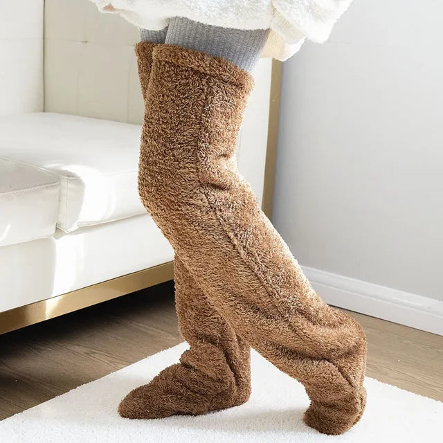 Lichtgroene Fuzzy Thigh High Sokken - Diverse Kleuren