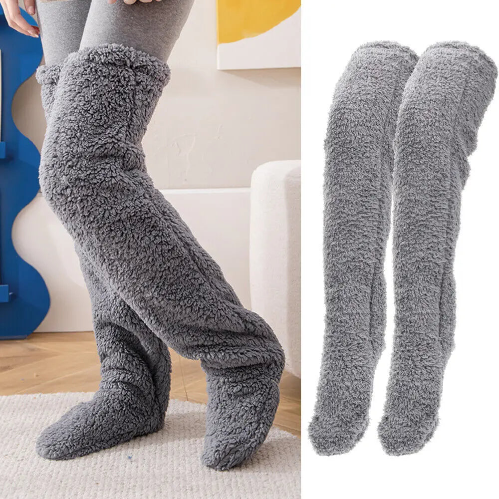 Blauwe Fuzzy Thigh High Sokken - Diverse Kleuren