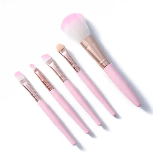 Lichtroze Make-Up Kwasten Brush Set 5 Stuks - Roze
