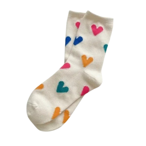 Hartjes Sokken - Wit met Print