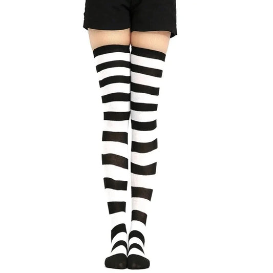 Gestreepte Thigh High Sokken - Diverse Kleuren