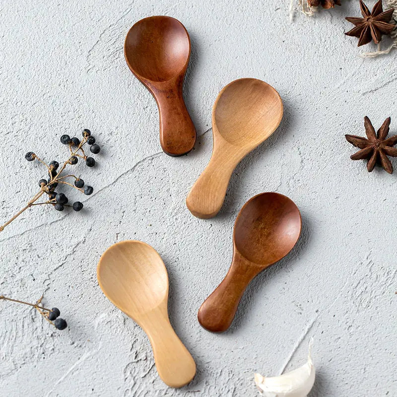 Mini Houten Lepels 4 Stuks - Diverse Kleuren