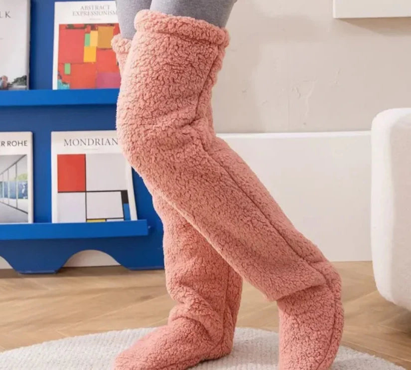 Groene Fuzzy Thigh High Sokken - Diverse Kleuren