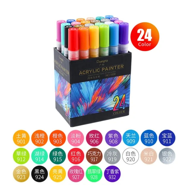 Set Acrylstiften 8 tot 36 Stuks - Diverse Varianten