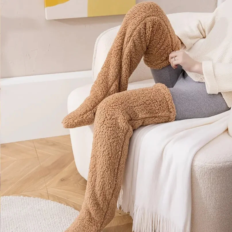 Grijze Fuzzy Thigh High Sokken - Diverse Kleuren