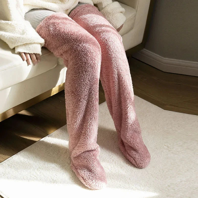 Lichtgroene Fuzzy Thigh High Sokken - Diverse Kleuren