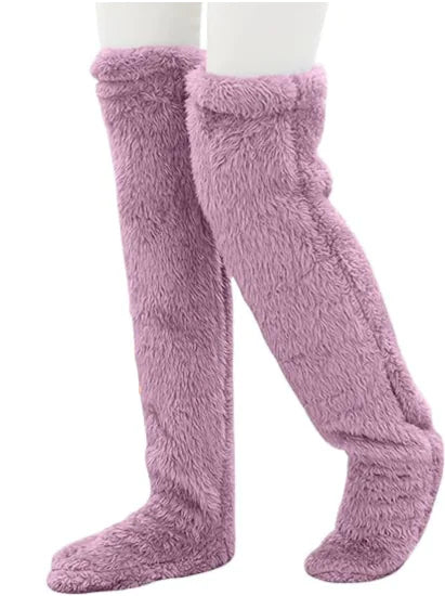 Roze Fuzzy Thigh High Sokken - Diverse Kleuren