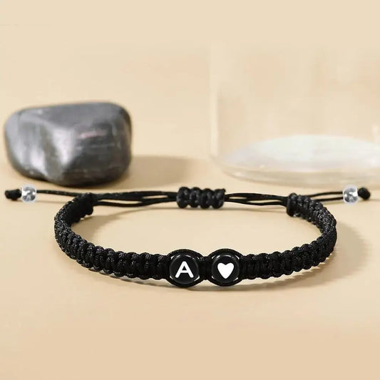 Zwarte Armband met Letter - A t/m Z
