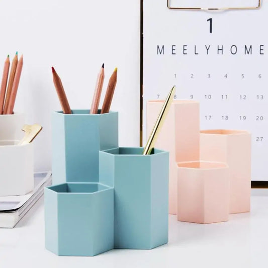 Pennenbak met 3 Vakken / Make-Up Kwasten Organizer - Diverse Kleuren