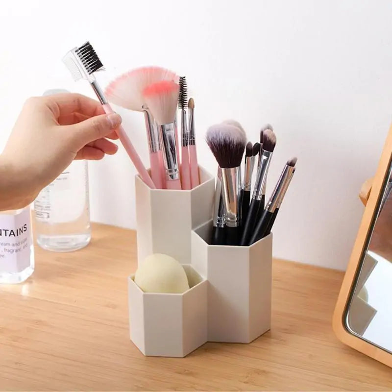 Pennenbak met 3 Vakken / Make-Up Kwasten Organizer - Diverse Kleuren