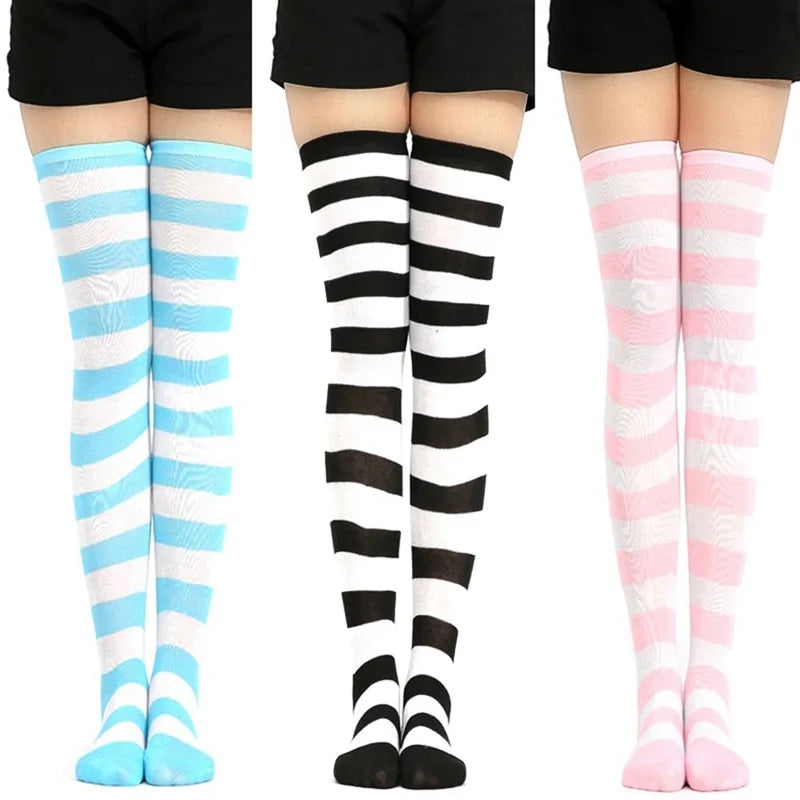 Gestreepte Thigh High Sokken - Diverse Kleuren