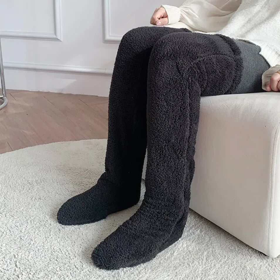 Groene Fuzzy Thigh High Sokken - Diverse Kleuren