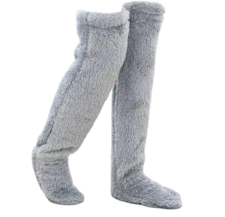Roze Fuzzy Thigh High Sokken - Diverse Kleuren