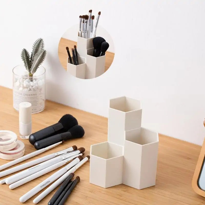 Pennenbak met 3 Vakken / Make-Up Kwasten Organizer - Diverse Kleuren