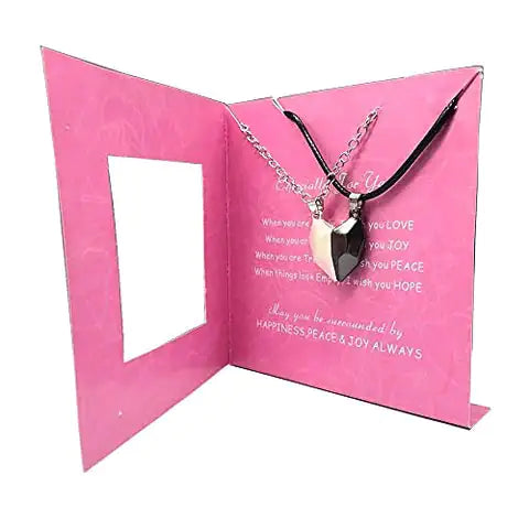 Couple Kettingen Twee Halve Hartjes - Zwart met Zilver