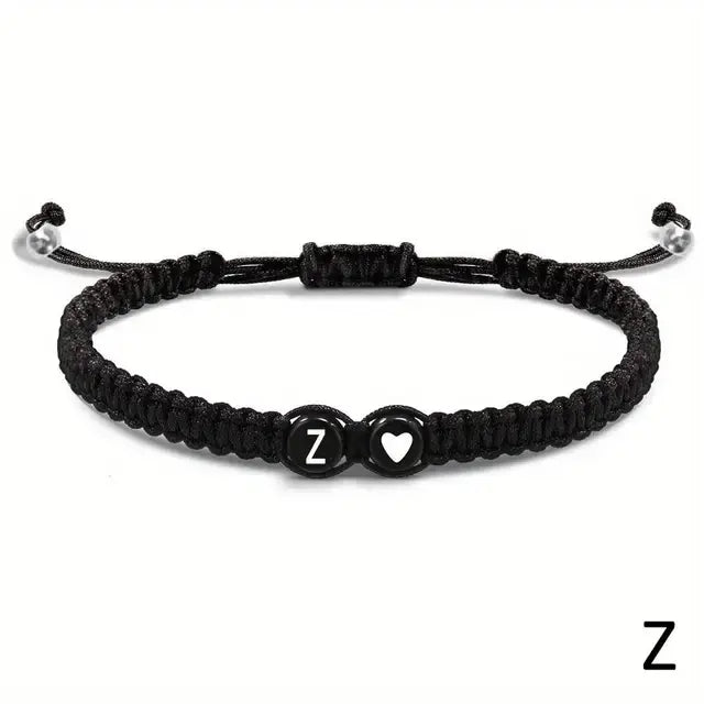 Zwarte Armband met Letter - A t/m Z