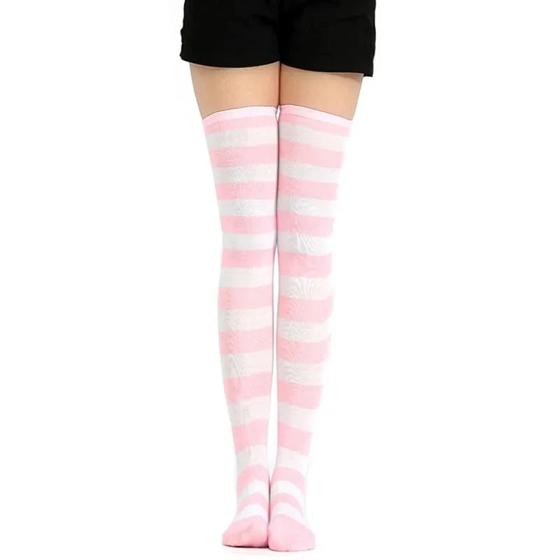 Gestreepte Thigh High Sokken - Diverse Kleuren
