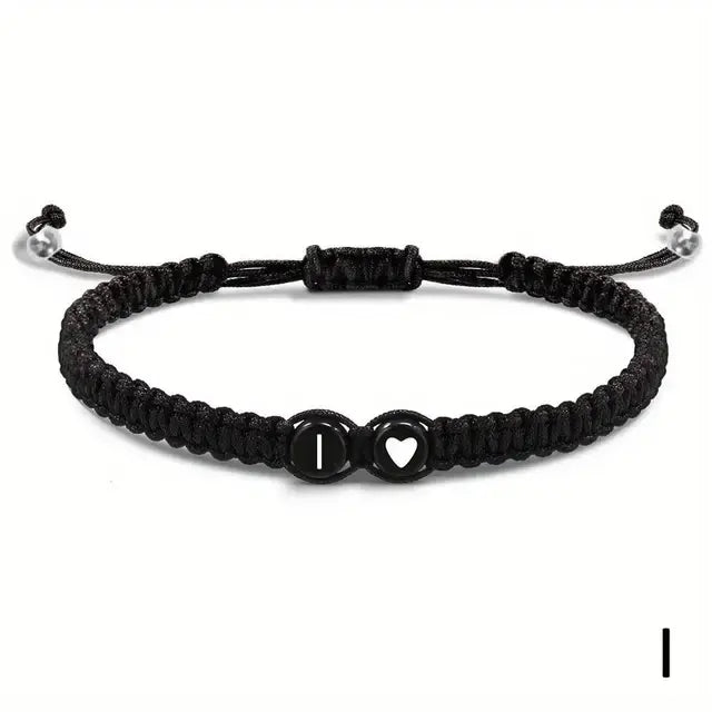 Zwarte Armband met Letter - A t/m Z
