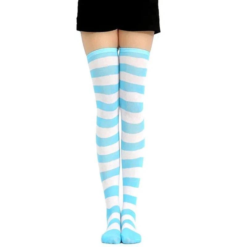 Gestreepte Thigh High Sokken - Diverse Kleuren