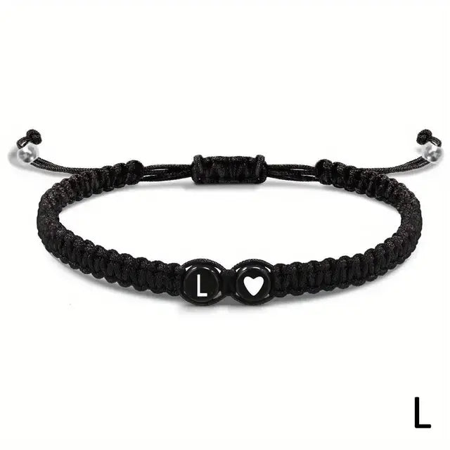 Zwarte Armband met Letter - A t/m Z