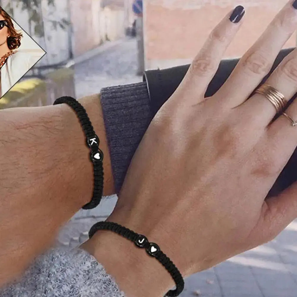 Zwarte Armband met Letter - A t/m Z