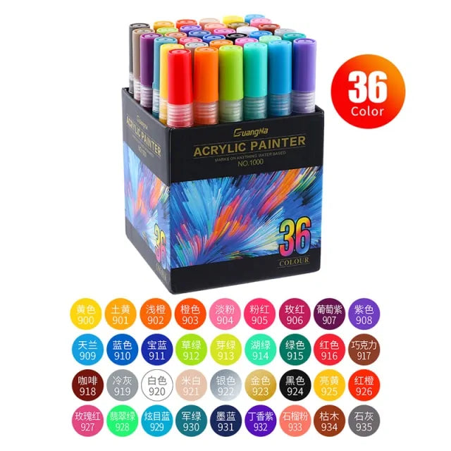 Set Acrylstiften 8 tot 36 Stuks - Diverse Varianten