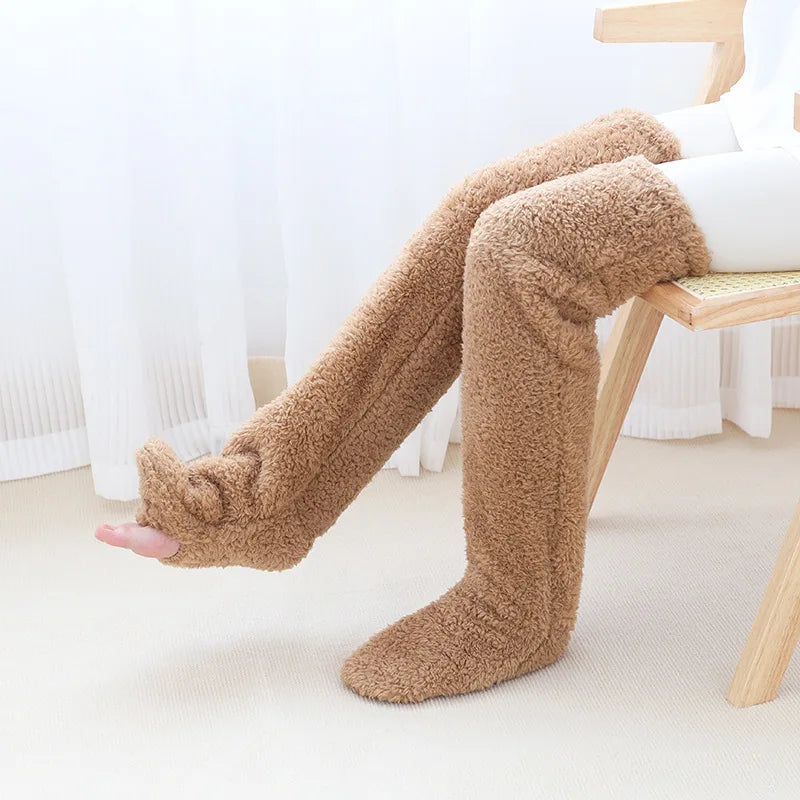 Blauwe Fuzzy Thigh High Sokken - Diverse Kleuren