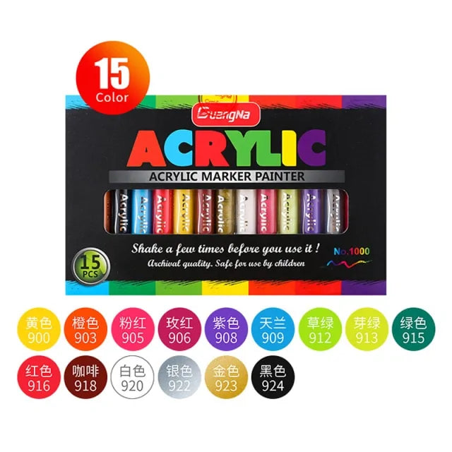 Set Acrylstiften 8 tot 36 Stuks - Diverse Varianten