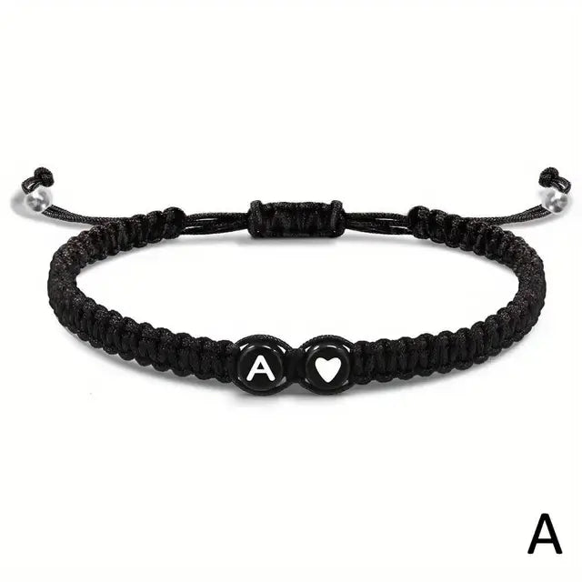 Zwarte Armband met Letter - A t/m Z