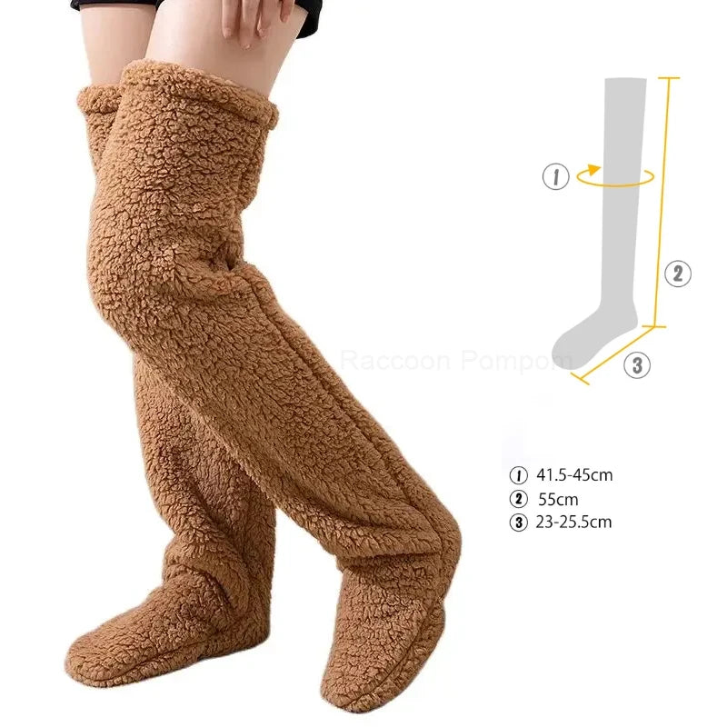 Blauwe Fuzzy Thigh High Sokken - Diverse Kleuren