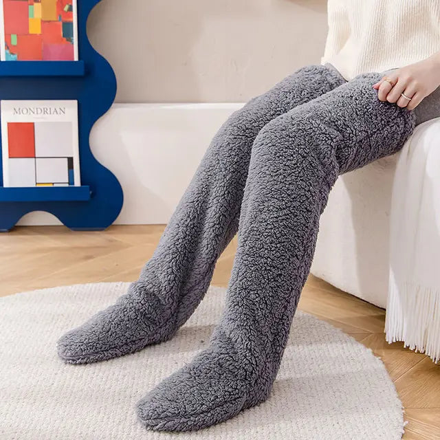 Blauwe Fuzzy Thigh High Sokken - Diverse Kleuren