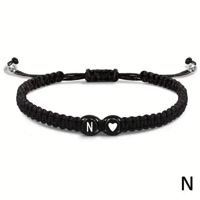 Zwarte Armband met Letter - A t/m Z