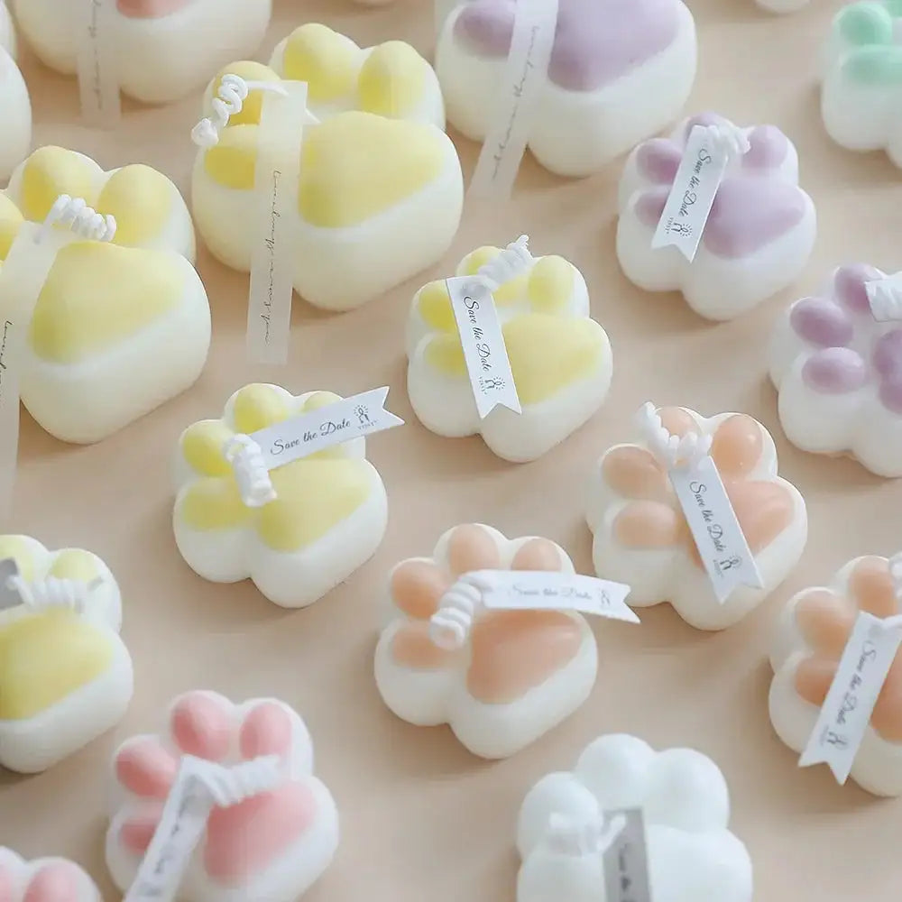 Kaarsen in de Vorm van Kattenpootjes - Diverse Kleuren