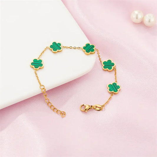 Goudkleurige Armband met Gekleurde Boemen - Diverse Varianten