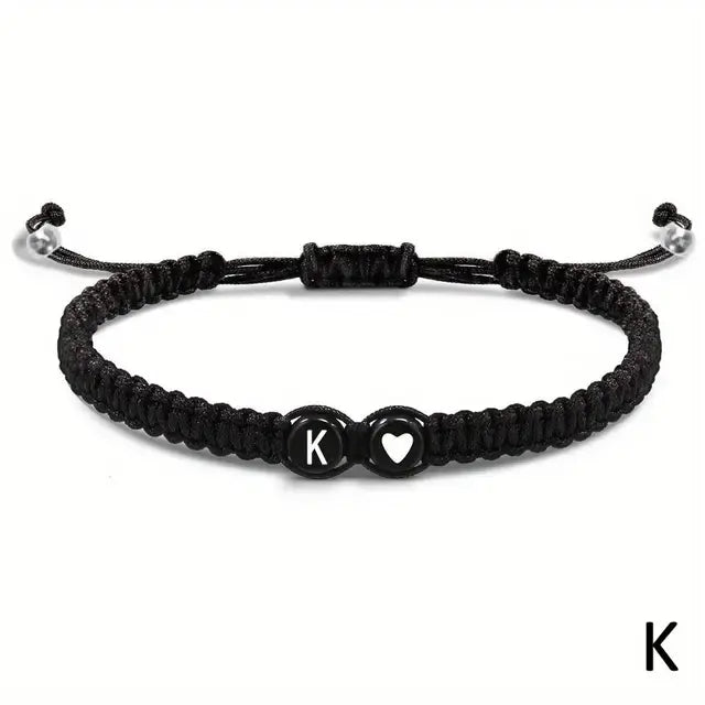 Zwarte Armband met Letter - A t/m Z