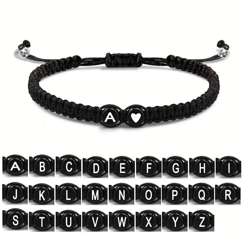 Zwarte Armband met Letter - A t/m Z