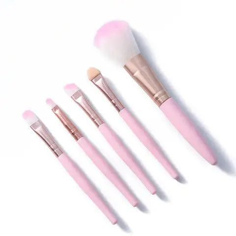 Lichtroze Make-Up Kwasten Brush Set 5 Stuks - Roze