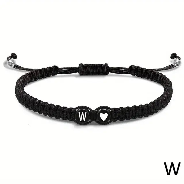 Zwarte Armband met Letter - A t/m Z