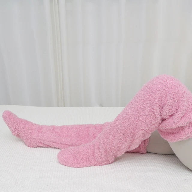 Blauwe Fuzzy Thigh High Sokken - Diverse Kleuren