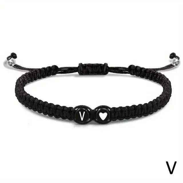 Zwarte Armband met Letter - A t/m Z