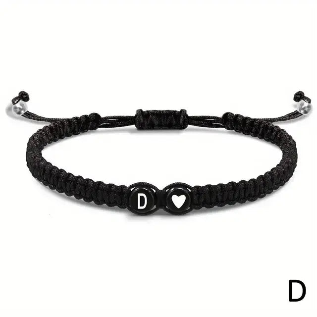 Zwarte Armband met Letter - A t/m Z