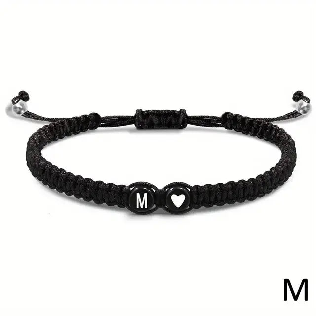 Zwarte Armband met Letter - A t/m Z